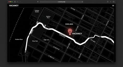 Stylized map of the West Chelsea gallery district